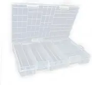 QUMIIRITY Transparent Battery Storage Organizer Double Layer Case for Aa AAA Batteries Leakproof for Home Workshop Organization