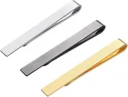 [Yoursfs] Skinny Tie Clip for Men Gold Silver Black 3 Colors Tie Bar Set Fashion Simple Business Tie Pin Men's Jewelry Gifts