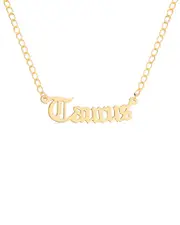 Gabi Rielle Next-Level Layering 14K Over Silver Gothic Script Taurus Necklace