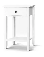 [Artiss] Bedside Table With Shelf 1 Drawer in BOWIE White