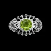 Peridot Engagement Ring • 925 Sterling Silver • August Birthstone