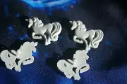 4 Mystical Fantasy Unicorn Shank Buttons 48 x 30 mm White Plastic Hemline
