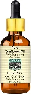 Pure Sunflower Oil (Helianthus annuus) with Glass Dropper Natural Therapeutic Grade Cold Pressed 10ml (0.33 oz)