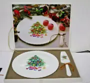 Mikasa Christmas Spirit B2098 Cake Plate and Cake Server Japan New in Box