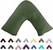 Gyulin 100% Cotton 300 Thread Count Soild Envelope Style V Shaped/Tri/Boomerang Standard Pillow Case Cushion Cover Only Cover No Insert (Olive Green)