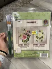 plaid folk art one stroke canvas kit rose 79115