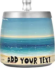 Beach Shell Seagull Stainless Steel Ashtray with Lid for Indoor Outdoor Desktop, Smokeless Portable Table Cigarette Ash Tray or Home Garden Decor