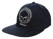 Harley-Davidson Little Boys' Skull Twill Flat Brim Snap Back Baseball Cap- Black