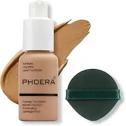 PHOERA Face Foundation,Liquid Foundation,Foundation Full Coverage,Long Lasting Perfect 30ml Matte Oil-Control Concealer 6 Colors Optional,Great Choice and Gift (#105 Sand, 30ml)