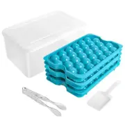 Round Ice Cube Trays with Lid and Bin 32x3 Pcs Sphere Ice Ball Maker for Wine