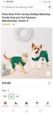 Wondershop Polar Bear Print Pet Pajamas New size S