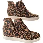 Women’s Sneakers 10M STEVE MADDEN Claud Wedge Leopard-back zip