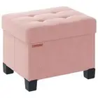 Cube Storage Ottoman, Velvet Foot Stool 12.6"D x 15.8 "W x 13.2" H Jelly Pink