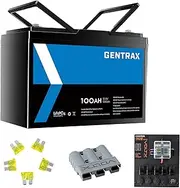 Gentrax 12V 100Ah Lithium Battery LiFePO4 BMS RV Camping Power + VoltX 12V Control Box + 3pin 50A Anderson Plug + 1 * 5PC 20A Fuse