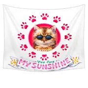 Funny Sunglasses Cat Quote and Paws Tapestry