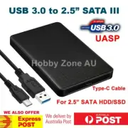 USB 3.0 Hard Drive Disk 2.5" SATA HDD SSD External Slim Enclosure UASP Type C