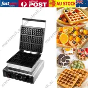 6-pcs Commercial Waffle Maker Snack Baker Making Machine 1750W w/Timer 1-5min