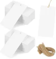 200PCS Paper Gift Tags with String, 3.5"*1.8" White Hanging Labels Cloth Tags Bu