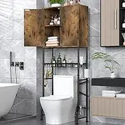 Mlinavn Over The Toilet Storage Cabinet - 2-Door Bathroom Organizer, Freestanding Space-Saver Shelf with Privacy Protection, Water-Resistant Over Toilet Cabinet for Small Bathrooms (Vintage Brown)