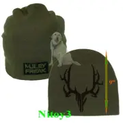 Muley Freak Buck Beanie Cap-Hat Men One Size Stretch Fit Olive Green