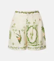 [Agua by Agua Bendita] Agua by Agua Bendita Rommy floral linen Bermuda shorts UK 6 beige