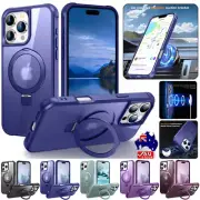 For iPhone 16 16e 15 14 13 12 11 Pro Max MagSafe Magnetic Case Ring Stand Cover