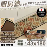 在飛比找PChome24h購物優惠-【IKEHIKO】日本製天然藺草納維亞廚房地墊43x180c