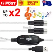 NEW USB IN-OUT MIDI Interface Cable Converter PC to Music Keyboard Adapter Cord