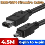 15ft IEEE-1394 FireWire 400 Cable 6-Pin to 4-Pin Adapter Data Transfer Cable