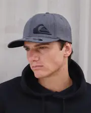 [Quiksilver] Quiksilver Men's Final 2 Flexfit Cap in Charcoal Heather Grey Size Large/XL L/XL Charcoal Heather Grey