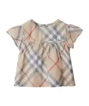 Burberry Kids Nova Check Crewneck Peplum Blouse 8Y,14Y,12Y,10Y light stone color