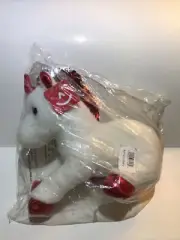 WHITE PLUSH UNICORN WITH REVERSIBLE RED SEQUINS BY AURORA 9X7.5"
