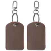 Leather Key Fob, 2Pcs Genuine Leather Key Fobs DIY Keychain Holder, Brown