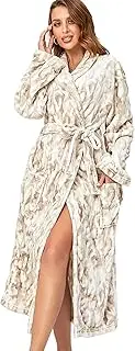 [RONGTAI] Womens Bathrobe Ladies Fleece Plush Warm Long Robes Fleece Nightgown Sleepwear