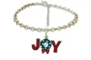 Women Gold Metal Chain Boot Bracelet Anklet Shoe JOY Charm Christmas Ornament
