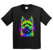 Kids Cairn Terrier Psychedelic Dog Art T-Shirt - Cairn Terrier Owner Gift