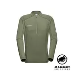 【MAMMUT 長毛象】AENERGY FL HALF ZIP LS 抗菌半拉鍊長袖排汗衣 沼澤綠 男款 #1016-01330