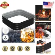Square Fire Pit Ring - 11-Inch Height Wood Burning for Camping & Backyard Fun