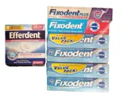 1 Fixodent Plus 5 Fixodent Complete Denture Adhesive Cream 1 Efferdent 20Pk NIB