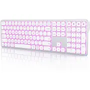 ANYMOB Bluetooth Keyboard White Full Size Rechargeable Backlight Gaming Number Keys