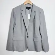 NWT Ann Taylor Factory Women's Blazer In Gray One Button Size 16