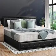 Oikiture Bed Frame Queen Double King Single Gas Lift Storage Base w/ Mattress Black