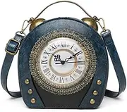 [FFYUYI] Personalized Ladies Handbag, European Retro Clock PU Shoulder Bag,Green