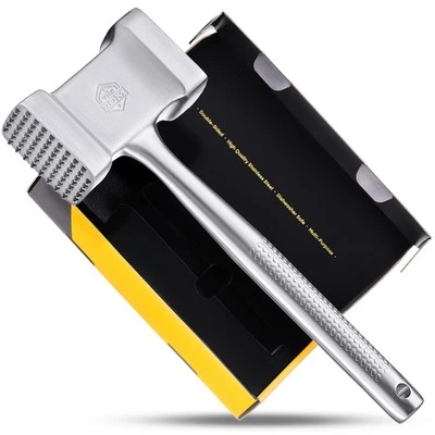 Stainless Steel Meat Mallet Hammer Tenderizer, Textured Grip Meat Mallet Tend...