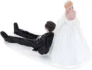 Ailgely Cake Topper Bride Dragging Groom Funny Reluctant Groom Figurines Wedding Cake Topper Romantic Wedding Party Decoration Adorable Figurine Craft Gift