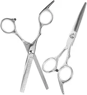 SOESFOUFU 2pcs Hair Thinning Scissors Professional Barber Shears for Hair Cutting Silver Thinning Straight Scissors Hairdressing Tools for Salons Home Use