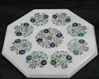36" Marble Dinning Side Table Top Inlaid multi Stone Table To Restaurant Decor