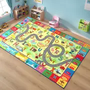 Terrug Kids Rug for Playroom, Educational Classroom Rug for Kids Room, Washable