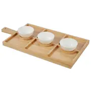Davis & Waddell Serving Board with Dipping Bowls Set of 3 Divided Serving Tray