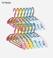 Joybos® Non-Slip Plastic Space Saving Hangers in Rainbow Colors F126 14 PACKS